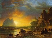 Albert Bierstadt Sunset on the Coast oil painting artist